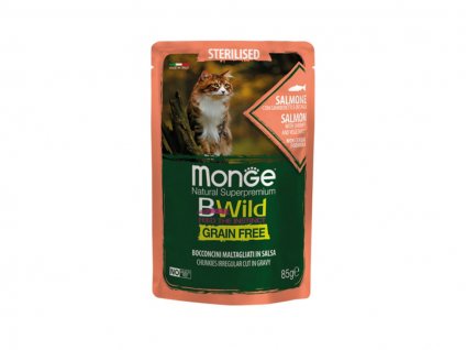 Kapsička MONGE Cat BWild Grain Free Sterilised divoké prase se zeleninou 85g