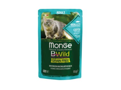 Kapsička MONGE Cat BWild Grain Free Adult treska se zeleninou 85g
