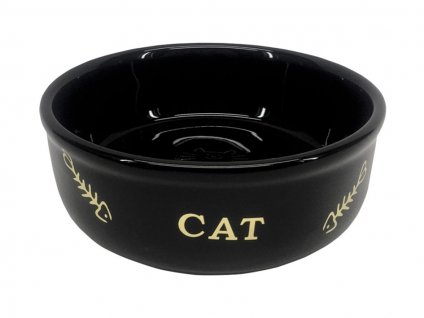 Keramická miska NOBBY Golden Cat pro kočky černá se zlatým dekorem 13,5x4,5cm (250ml)