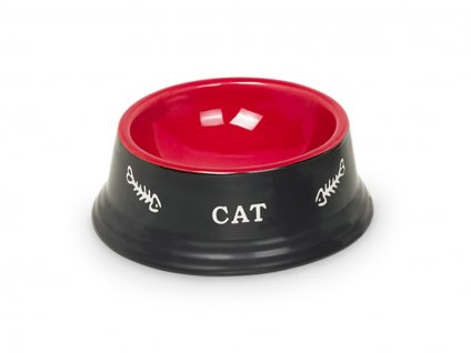 Keramická miska NOBBY Cat pro kočky stabilní černočervená 14x4,8cm