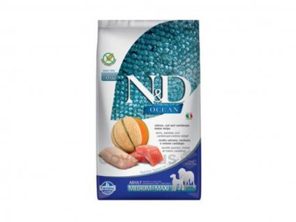 N&D Grain Free Ocean Dog Adult Medium/Maxi Salmon & Cod & Melon 2,5kg
