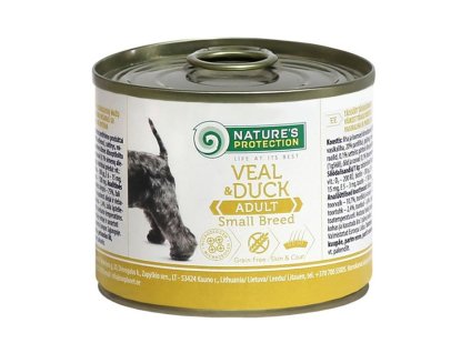 Konzerva NATURE´S PROTECTION Dog Small telecí a kachna 200g