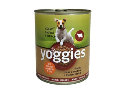 Konzerva YOGGIES hovězí s karotkou a lněným olejem 400g