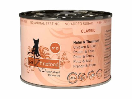 Konzerva CATZ FINEFOOD s kuřecím masem a tuňákem 200g