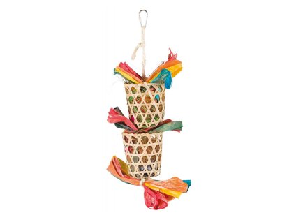 Hračka pro ptáky TRIXIE - závěsné košíčky s hnízdícím materiálem 35cm (DOPRODEJ)