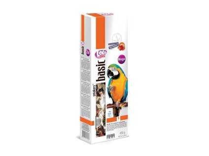 Tyčky LOLO PETS Basic Mega ovocné pro velké papoušky 450g (2ks)