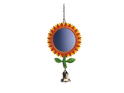 Hračka pro ptáky NOBBY - plastová květina se zrcátkem a zvonkem 17cm