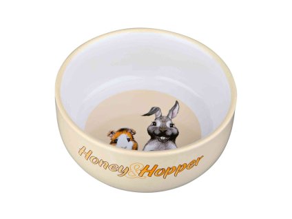 Keramická miska TRIXIE Honey and Hopper pro morčata a králíky 250ml (11cm) (MIX BAREV)