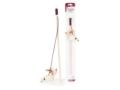 Hračka pro kočky TOMMI - Natural Only škádlítko s myší č.6 40cm