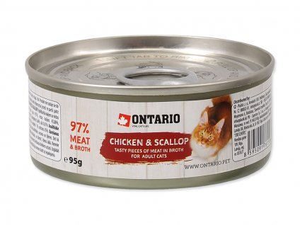 Konzerva ONTARIO Cat Chicken Pieces & Scallop 95g