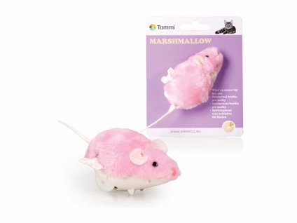 Hračka pro kočky TOMMI - Marshmallow myška na klíček 8cm