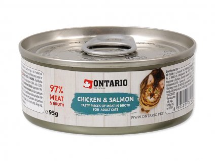 Konzerva ONTARIO Cat Chicken Pieces & Salmon 95g