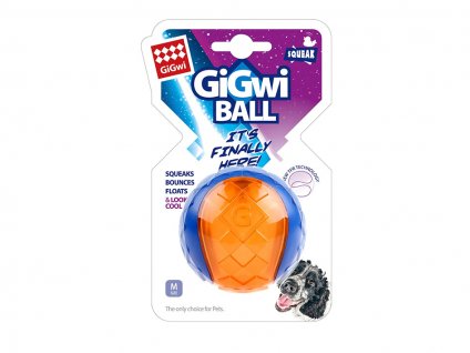 Hračka GIGWI guma - Ball (M) transparentní modro/oranžový 6,4cm