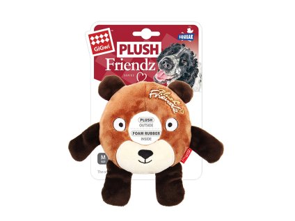 Hračka GIGWI plyš - Plush Friendz medvěd s gumovým kroužkem 17x16x2,5cm (DOPRODEJ)