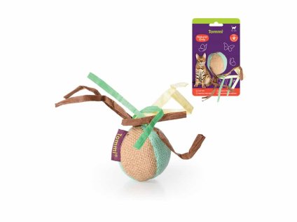 Hračka pro kočky TOMMI - Natural Only míček s pentlemi 15cm