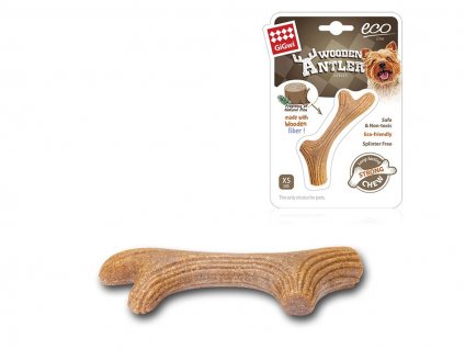 Hračka GIGWI borovicová vláknina - Wooden Antler žvýkací parůžek (XS) 10cm