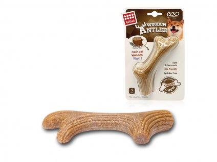 Hračka GIGWI borovicová vláknina - Wooden Antler žvýkací parůžek (S) 14cm