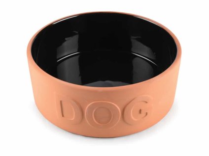 Hliněná miska TOMMI Dog s černou lazurou 7,5x20,5cm