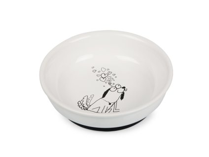 Hliněná miska TOMMI talířek s pejskem bílý 4,5x15,5cm