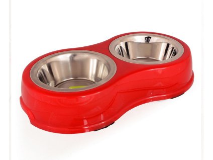 Nerezová dvojmiska TOMMI Twinnie červená 2x13,5cm (2x400ml)