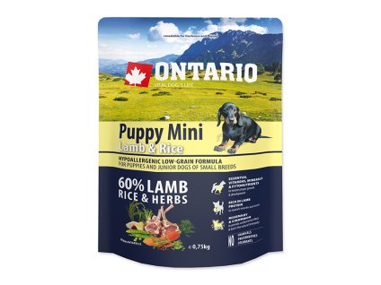 ONTARIO Puppy Mini Lamb & Rice 0,75kg