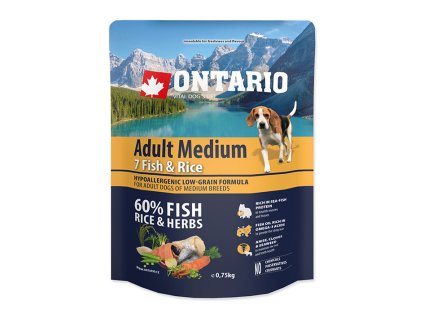 ONTARIO Adult Medium 7 Fish & Rice 0,75 kg