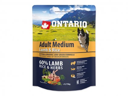 ONTARIO Adult Medium Lamb & Rice 0,75 kg