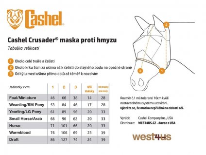 Maska CASHEL Crusader Fly Mask Standard Arab-Cob with Ears Blue