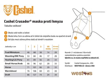 Maska CASHEL Crusader Fly Mask Standard Arab-Cob with Ears Blue