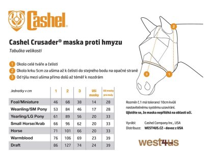 Maska CASHEL Crusader Fly Mask Standard Arab-Cob with Ears Orange