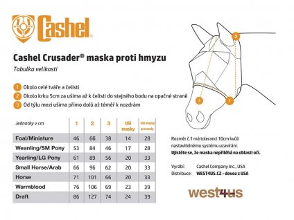 Maska CASHEL Crusader Fly Mask Standard Horse with Ears Orange