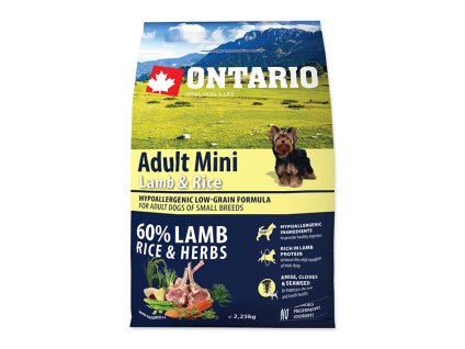 ONTARIO Adult Mini Lamb & Rice 2,25kg