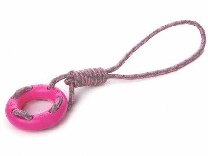 Hračka JK guma TPR - přetahovadlo s kruhem růžové 40cm