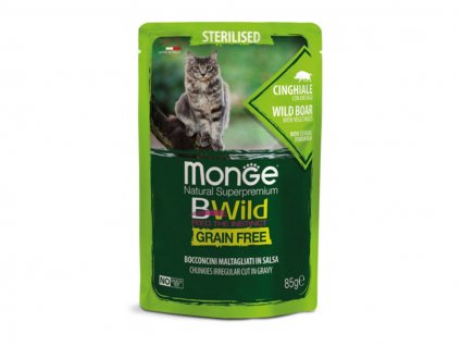 Kapsička MONGE Cat BWild Grain Free Sterilised losos se zeleninou 85g