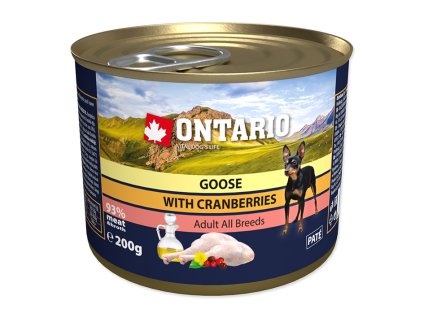 Konzerva ONTARIO Dog Adult Mini Goose with Cranberries & Linseed Oil 200g