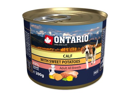 Konzerva ONTARIO Dog Adult Mini Calf with Sweet Potato & Linseed Oil 200g