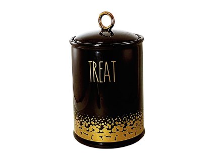Keramická dóza na pamlsky NOBBY Treat černá se zlatým dekorem 10,5x10,5x18cm (850ml)