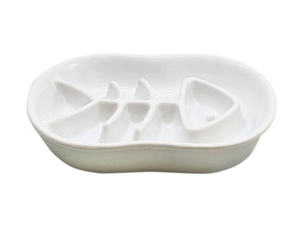 Keramická miska NOBBY Fish protihltací bílá 22,5x17x4cm (500ml)