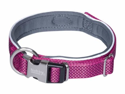 Obojek NOBBY Classic Preno Royal neoprenový růžový (S-M) 38-47cm