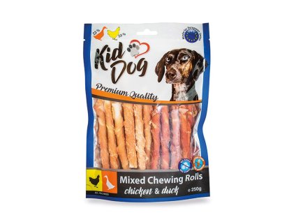 KIDDOG mix žvýkacích tyčinek kuře a kachna 250g