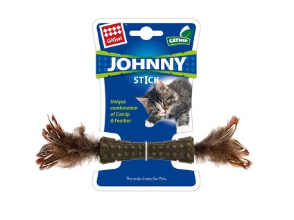 Hračka pro kočky GIGWI - Johnny Stick s oboustrannými peříčky a catnipem 8x2,5cm (peří 5cm)