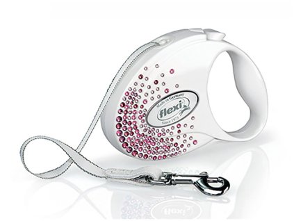 Vodítko FLEXI Glam Splash Pink (S) White (do 12kg, 3m pásek)