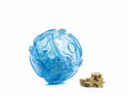 Hračka JK guma TPR - míček na pamlsky modrý 8cm