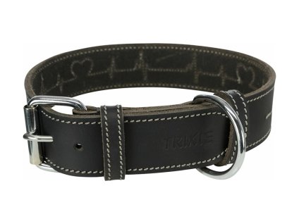 Obojek TRIXIE Rustic Heartbeat kožený černý (M) 4x38-47cm