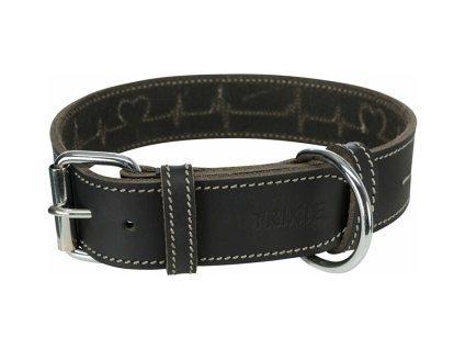Obojek TRIXIE Rustic Heartbeat kožený černý (L-XL) 4x55-65cm