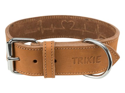 Obojek TRIXIE Rustic Heartbeat kožený hnědý (M) 4x38-47cm