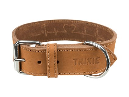 Obojek TRIXIE Rustic Heartbeat kožený hnědý (L) 4x47-55cm