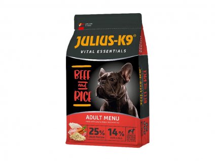 JULIUS K-9 High Premium Vital Essentials Adult Beef & Rice 12+2kg