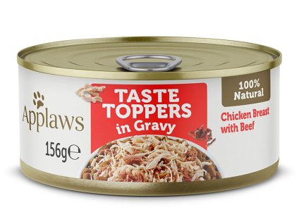 Konzerva APPLAWS Dog Taste Toppers Gravy kuře s hovězím 156g