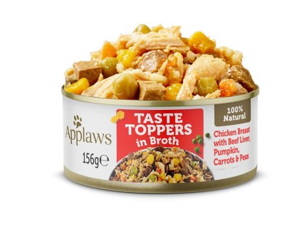 Konzerva APPLAWS Dog Taste Toppers Broth kuře s játry 156g